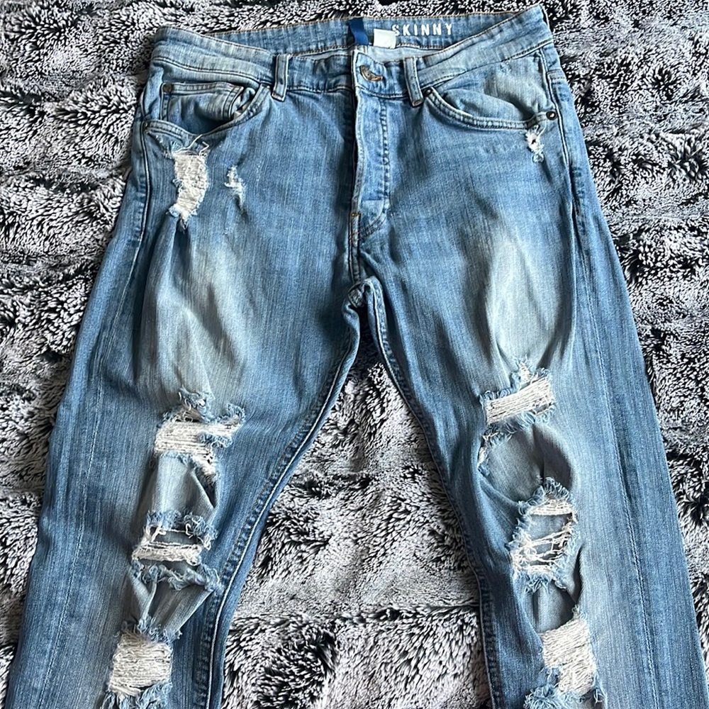 Men Blue Jeans Ripped